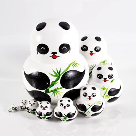 Nesting Dolls (Panda) - 10 stykker, Matryoshka Russisk Dukke