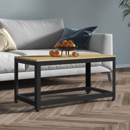 Vidaxl Sidobord Ljusbrun Och Svart 90x40x45 Cm Mdf Och Järn Brun