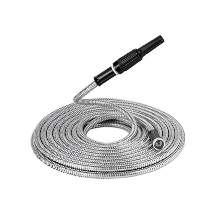 25 fod havevandslange 304 rustfrit stål metalslange - fleksibel, let, gratis, rustfri, nem (som vist)