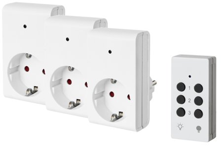 Gelia 4055407311 Sett med fjernkontroll med fjernkontroll, 3 x mottaker, Strømbrytere & vegguttak