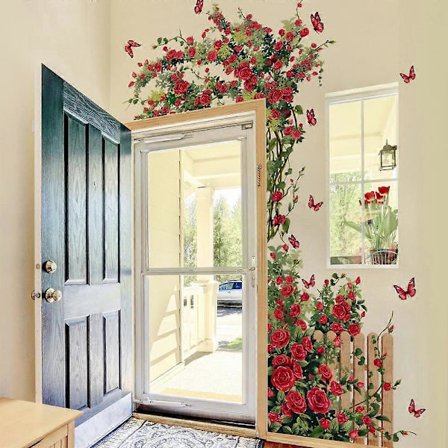 Rose veggdekor, Valentinsdag rose dekaler | Vanntett roseblomst veggkunst klistremerke for kafeer, soverom, stue, sofa, restauranter