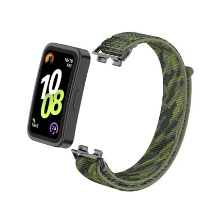 Tyylikäs nailonnauha Huawei Band 10/9/8 -laitteelle metallisovittimilla Green