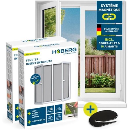 Innovativ magnetisk fastsättning för myggnät, upp till 150 x 130 cm, med 16 magneter [2 stycken]