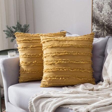 2 kpl koristeelliset boho-tyynynpäälliset pellava-raidallinen jacquard-kuvioinen tyynynpäällinen sohvalle olohuoneeseen makuuhuoneeseen 20x20 tuumaa 