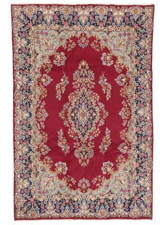 Oriental Kerman Fine Rug 197X303 Dark Red/Brown Wool, Persia