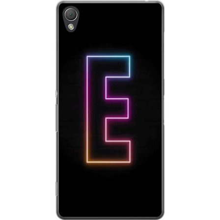 Yhteensopiva Puhelinkuori Sony Sony Xperia Z3 Minimalistinen neonkirjain E kirkkaissa väreissä tummaa taustaa vasten modernissa ja tyylikkäässä m