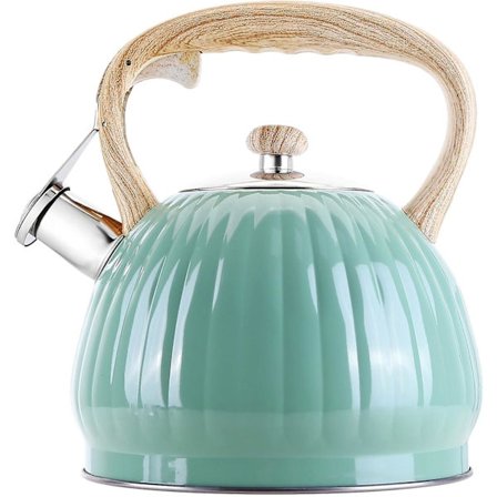 Visselkanna, 3,5 l Tekanna i Rostfritt Stål med Trähandtag, Vintage Spisplatta Kanna för Gas Induktion