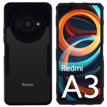 SKALO Xiaomi Redmi A3 Shockproof Clear Hybrid Skal + Skärmskydd Svart