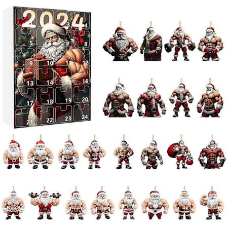 Jul Adventskalender Julnedräkning blindbox rolig bodybuilding Jultomte mini hänge semester ryggsäck ornamentchrui806