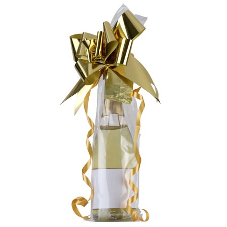 Cellofanpåse med Rosett & Etikett Guld 2-pack