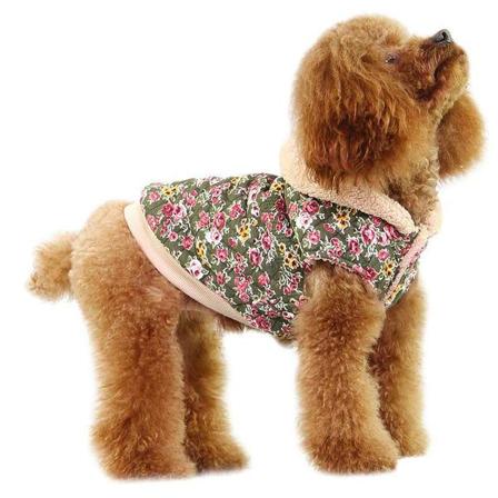 Hundejakke blomstret med hætte Foret Hundetøj MultiColor L