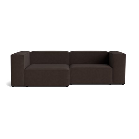 Venstrevendt Lissabon Chaiselong Modulsofa - Rebel Mørkebrun - Kvalitetsstof & Krydsfiner Ramme - 260x130x72cm - Holdbar Sofa med Mange Lag Skum