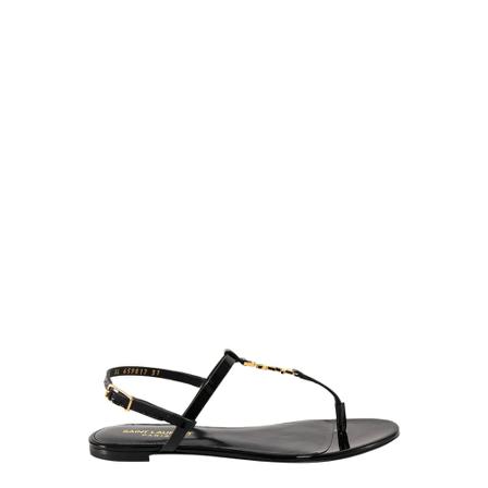 Saint Laurent Cassandra Flat Sandalen , Zwart , Dames , Maat: 36 EU