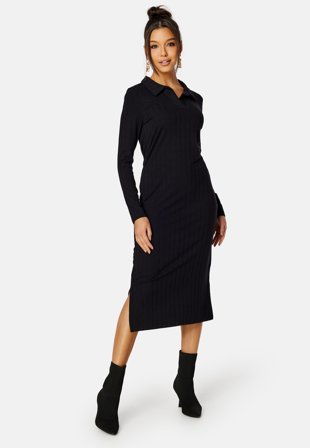 Pieces Femke LS Midi Dress Black Klær