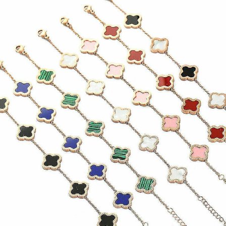 Lucky Titanium stål fyrklöver armband par 18k Rose Gold Unfading