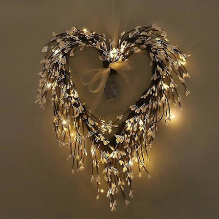 Valentinsdag Hjertekrans til Stue Væg Trappe Dørdekoration med Kviste og Lys