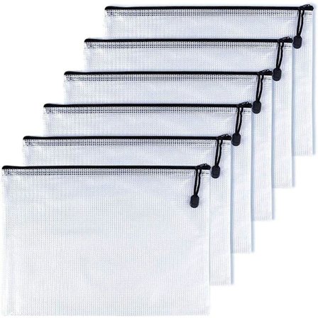 Dokumentväska B6, 6-pack med dragkedja, Nätplastväska med dragkedja