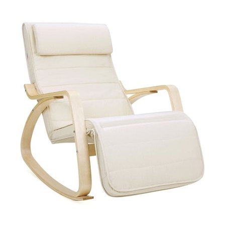 Gyngestol med Justerbar Fotstøtte og Vaskbart Trekk