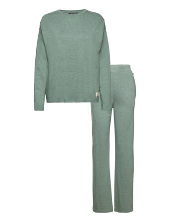 Lilian Cotton Modal Pajama Set Pyjamas Grønn Lexington Home