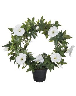 Kunstig hængende plante med klokkeformede blomster Hvid