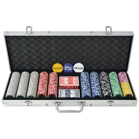 vidaXL Pokerset med 500 laser-marker aluminium
