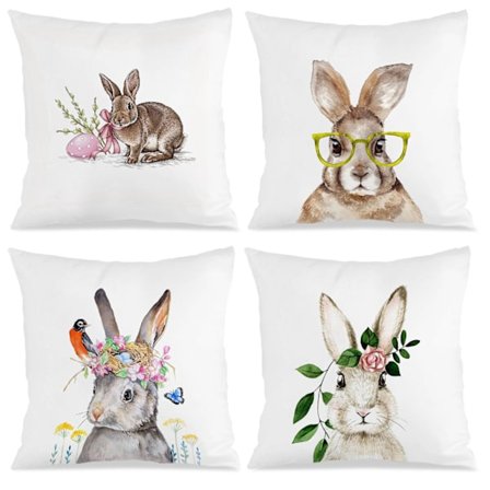 4 KPL Maalaismainen Pääsiäinen Muoti Kodin Sisustus Tyynyliina, 45x45cm Vetoketjullinen Koristetyynynpäällinen Sohvalle, Sohvalle tai Sängylle 