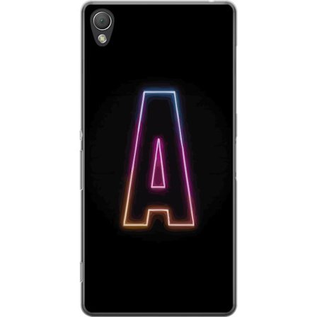 Kompatibel Mobilcover til Sony Sony Xperia Z3 Minimalistisk neonbogstav A i regnbuefarvet lys mod sort baggrund i moderne typografisk stil