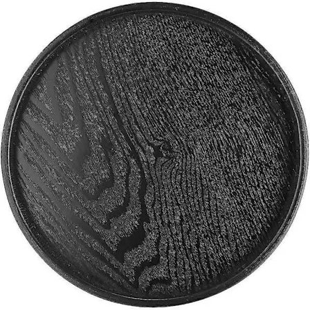 Træbakke, Rund Serveringsbakke Rektangulær Bakke, Bruges Til Te Kaffe Mad, Butlerbakke Til Spisebordsservice, Borddekoration - Sorte Tallerkener (30cm