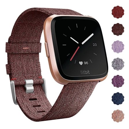 Fitbit Versa klockarmband i nylon canvas - Brun
