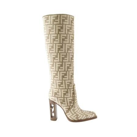 Fendi, High Boots Beżowy, Kobieta, Rozmiar: 38 1/2 EU