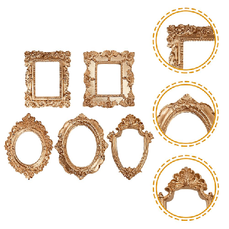 5 stk. Oval Billederamme Lille Foto Ramme Mini Vintage Rammer Skrivebords Foto Ramme Antik Foto Rammer Vintage Billederamme