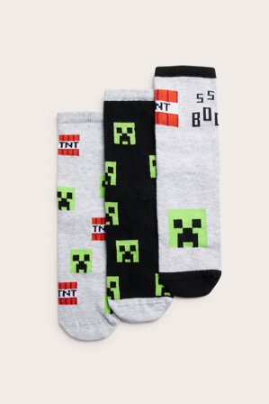 Kappahl | Skarpetki Minecraft 3-pak Jasnoszary 31/33 | Jasnoszary