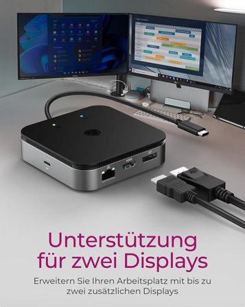 ICY BOX 7-in-1 - dokkingstasjon - USB-C 3.2 Gen 2 / Thunderbolt 3 / Thunderbolt 4 - HDMI, DP - 1GbE