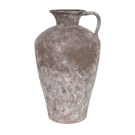 Metallinen maljakko 25x25x42cm, Ruskea & Valkoinen