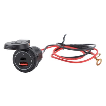 30W kaksoisporttinen USB C -puhelinlaturi jousisuojalla moottoripyörän laturi PD DC12 24V