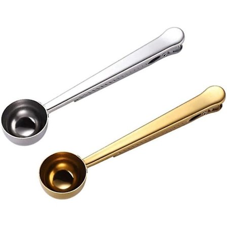 2 Pak Kaffe Ske-Klips, Rustfrit Stål Måleske, Kaffeske, Rustfrit Stål Multifunktionel Kaffe Måleske