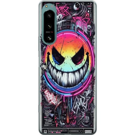Kompatibelt Mobilskal till Sony Sony Xperia 5 IV Cyberpunk smiley med neonfärger, graffiti och futurisk techstil, edgy digital konst för gamers, pos