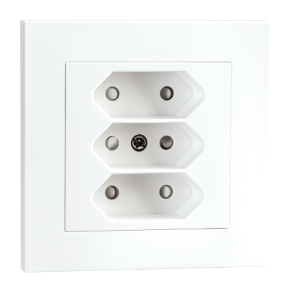 SG Stikkontakt Innfelt Euro 3-veis Hvit