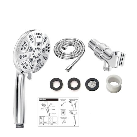 6-toiminen käsisuihkusetti, korkeapaineinen ja suurivirtainen kylpyhuoneen käsisuihku, työkaluton 1 minuutin asennus