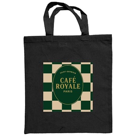 Stoffpose Paris Café Plakat Café Royale Saint Germain Vintage Fransk Kaffe Logo Grønt Rutete Kjøkken Veggdekorasjon