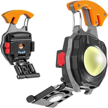 2 stk. Mini bærbar arbeidslys oppladbar lommelykt 800 lumen nøkkelring inspeksjonslys, med flaskeåpner, magnetisk base, for camping/reparasjon/em