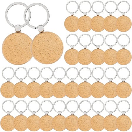 50 kpl Puinen Avaimenperä Viimeistelemätön Puu Avaimenperä Pyöreä Puu Kaiverrus Aihio Avaimenperä DIY Käsityö Lahja Tarvikkeet