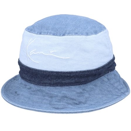 Karl Kani - Blauw bucket Hoed - Signature Block Denim Hat Blue Bucket @ Hatstore