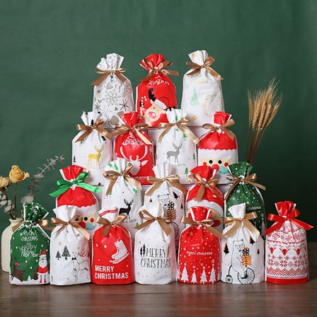 30 st julparty-dragsäckar, plastjulsäckar för godis