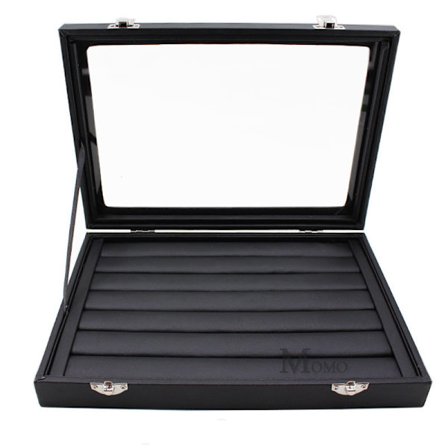 Ring Förvaringslåda - Smyckeskrin För Ringar Med Glaslock I Ring Vitrineskåp Med 2 case