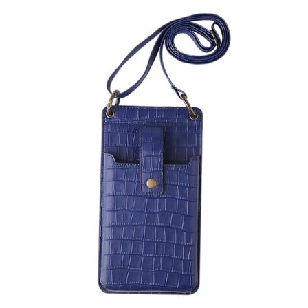 Liten crossbody-veske for mobiltelefon, dame, skulderveske, pung, mørkeblå (h})
