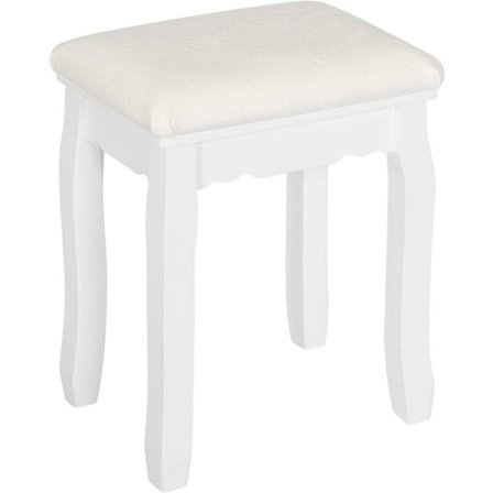 Rootz Elegant White Makeup Taburet - Forfængelighedssæde - Omklædningsstol - Komfortabelt fløjlsbetræk - Alsidig brug - Holdbar konstruktion - 38cm x