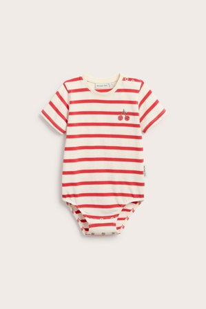 Kappahl | Kortermet stripete babybody Rød 62 | Rød