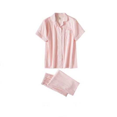 Naisten pyjamat Naisten pyjama lyhythihainen pitkät housut pyjama puuvillaa vaaleanpunainen