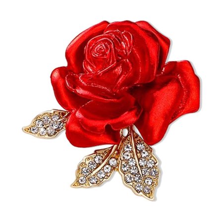 Elegant Krystal Rød Rose Broche Nål til Fester Bryllup